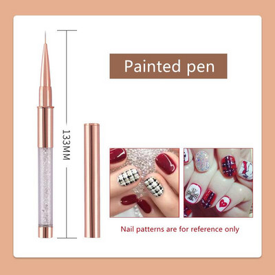 Hot Sale Rose Gold akril gél ecset UV gél rajzecsetek sapkával strasszos fém nyéllel szalon barkács manikűr eszközök
