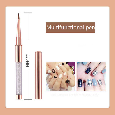 Hot Sale Rose Gold akril gél ecset UV gél rajzecsetek sapkával strasszos fém nyéllel szalon barkács manikűr eszközök