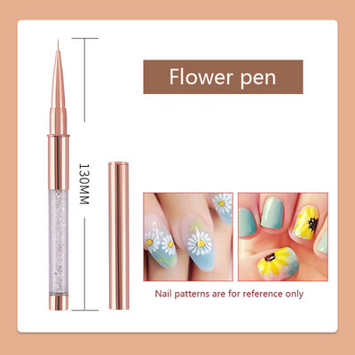 Hot Sale Rose Gold akril gél ecset UV gél rajzecsetek sapkával strasszos fém nyéllel szalon barkács manikűr eszközök