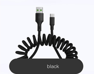 Uvlačivi 5A super punjenje 5A brzo punjenje opružni pleteni USB tip C kabel punjača žičani kabel za Huawei Xiaomi Samsung