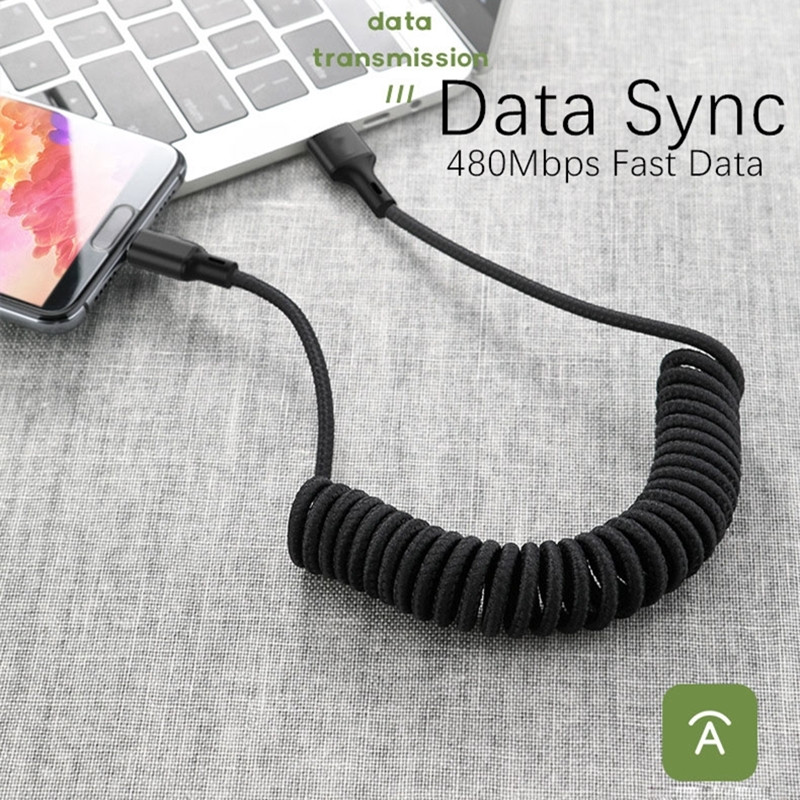 Uvlačivi 5A super punjenje 5A brzo punjenje opružni pleteni USB tip C kabel punjača žičani kabel za Huawei Xiaomi Samsung