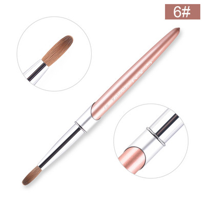 KADS 100% Kolinsky akril körömkefe akril alkalmazáshoz, kerek fejű, hullámos körömdíszítő ecset manikűr eszköz mérete 8/10/12/14/16