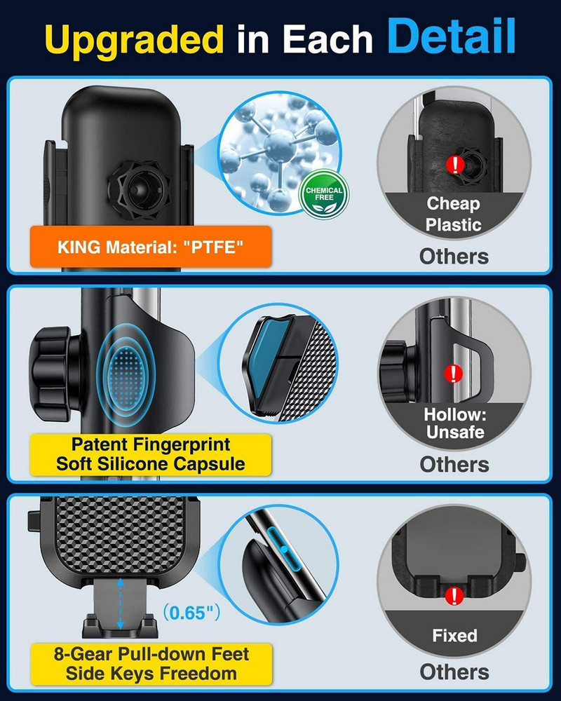 Paindlik pika käega autotelefoni hoidik iPhone12 11 pro mobiiltelefoni esiklaasi armatuurlauale imemisõhu väljalaskeava auto telefoni alus