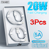 3Pcs USB kabel za osvjetljenje za iPhone 14 Plus 11 12 13 Pro Max XS XR SE iPad Air PD 20W žica za brzo punjenje Dodatna oprema dužine 2 m