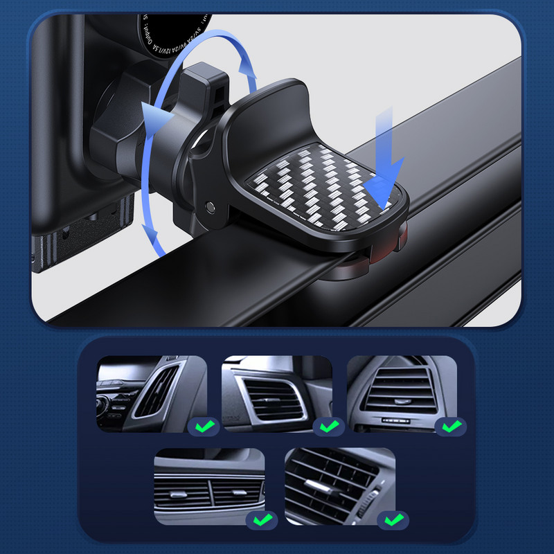 Suport pentru telefon auto Joyroom 15W cu bobină dublă Încărcător rapid fără fir automat Suport pentru telefon Suport auto pentru iPhone pliabil Galaxy