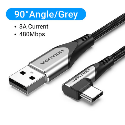 Vention USB Type C kaabel 3A 90 kraadi laadija kaabel kiirlaadimismäng Samsung S10 Xiaomi mi9 10 pro telefonile USB C kaablid juhe