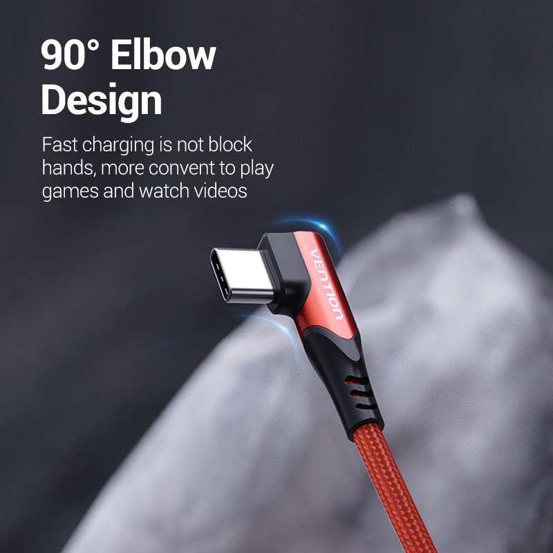 Vention USB Type C kaabel 3A 90 kraadi laadija kaabel kiirlaadimismäng Samsung S10 Xiaomi mi9 10 pro telefonile USB C kaablid juhe