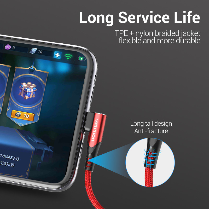 Vention USB Type C kaabel 3A 90 kraadi laadija kaabel kiirlaadimismäng Samsung S10 Xiaomi mi9 10 pro telefonile USB C kaablid juhe