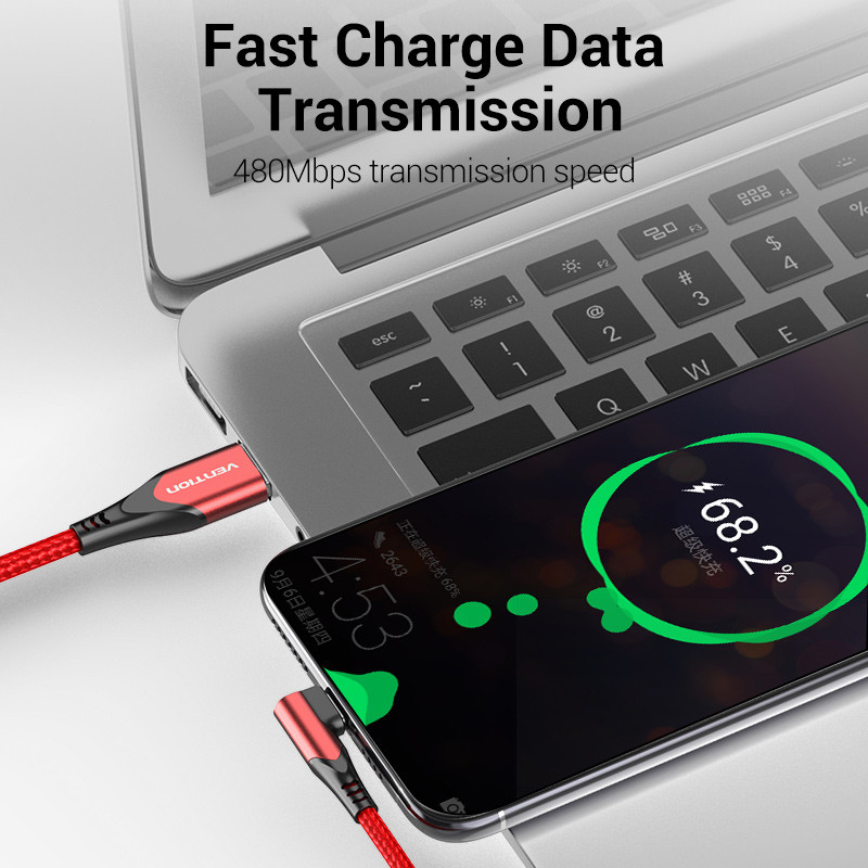 Vention USB Type C kaabel 3A 90 kraadi laadija kaabel kiirlaadimismäng Samsung S10 Xiaomi mi9 10 pro telefonile USB C kaablid juhe