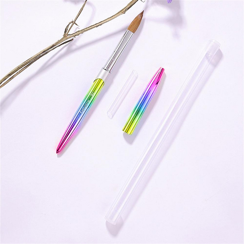 1db Kolinsky akril körömkefe manikűrhöz akril UV gél hosszabbító toll körömlakk festő ecset bélés körömkefék