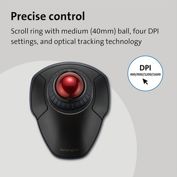 Kensington Original Orbit Wireless Trackball Mouse 2.4GHz+Bluetooth with Scroll Ring for AutoCAD K70992/K70993