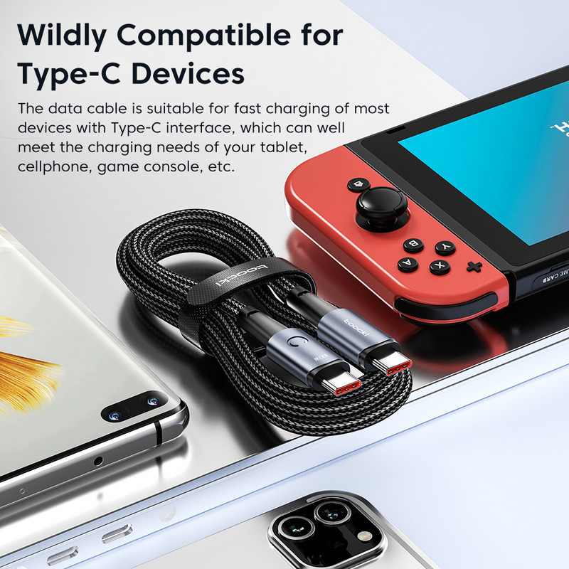 Καλώδιο Toocki USB C σε USB C 100W PD Καλώδιο γρήγορης φόρτισης για Xiaomi Samsung Huawei MacBook iPad Pro Τύπος C σε Τύπος C Καλώδιο Δεδομένα 3M