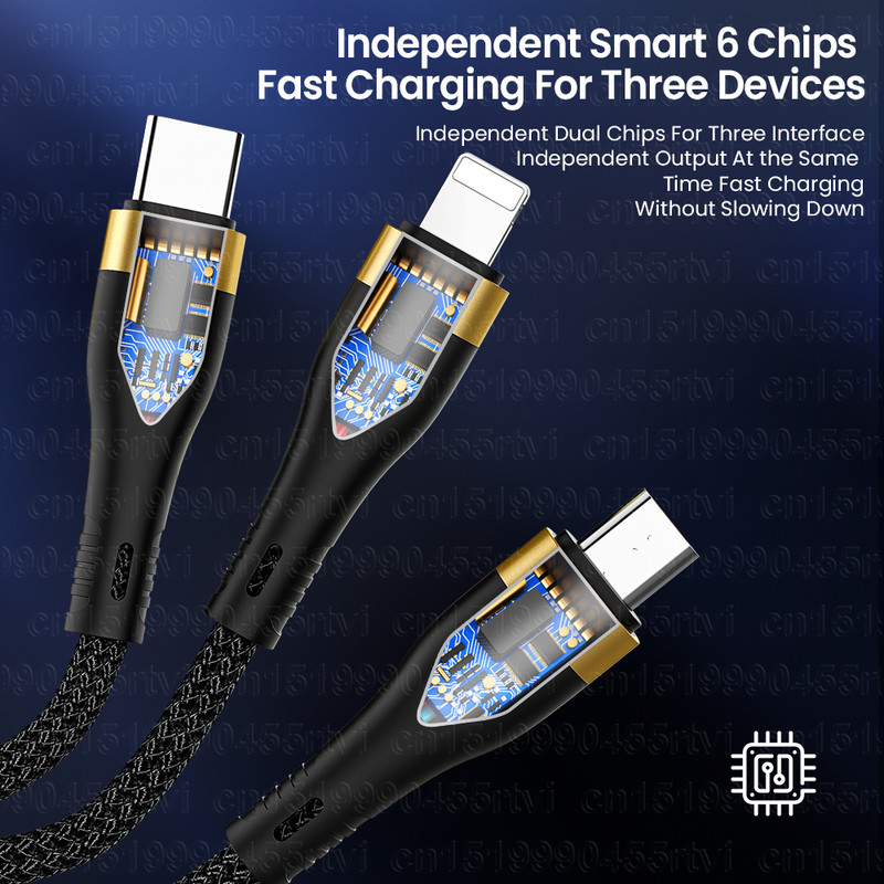 3 u 1 USB kabel 6A 100 W brzo punjenje za Huawei/Honor 3u1 2u1 mikro USB tip C kabel Kabel za punjenje Kabel za iPhone Samsung