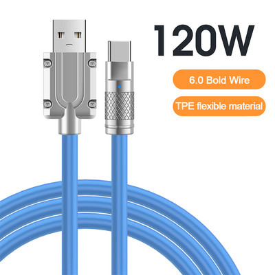120W 6A Super brzo punjenje tipa C tekući silikon Bold USB kabel Quick Charge za Xiaomi Huawei Apple USB kabel punjača HOT Rasprodaja