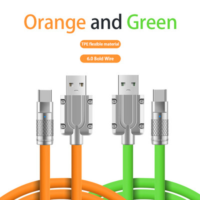 120W 6A Super brzo punjenje tipa C tekući silikon Bold USB kabel Quick Charge za Xiaomi Huawei Apple USB kabel punjača HOT Rasprodaja