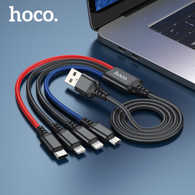 Καλώδιο USB HOCO 4 σε 1 για iPhone 13 12 11 Καλώδιο Android Micro USB Type C για Xiaomi Καλώδιο γρήγορης φόρτισης Samsung S22 S20 Huawei