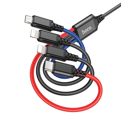 Καλώδιο USB HOCO 4 σε 1 για iPhone 13 12 11 Καλώδιο Android Micro USB Type C για Xiaomi Καλώδιο γρήγορης φόρτισης Samsung S22 S20 Huawei