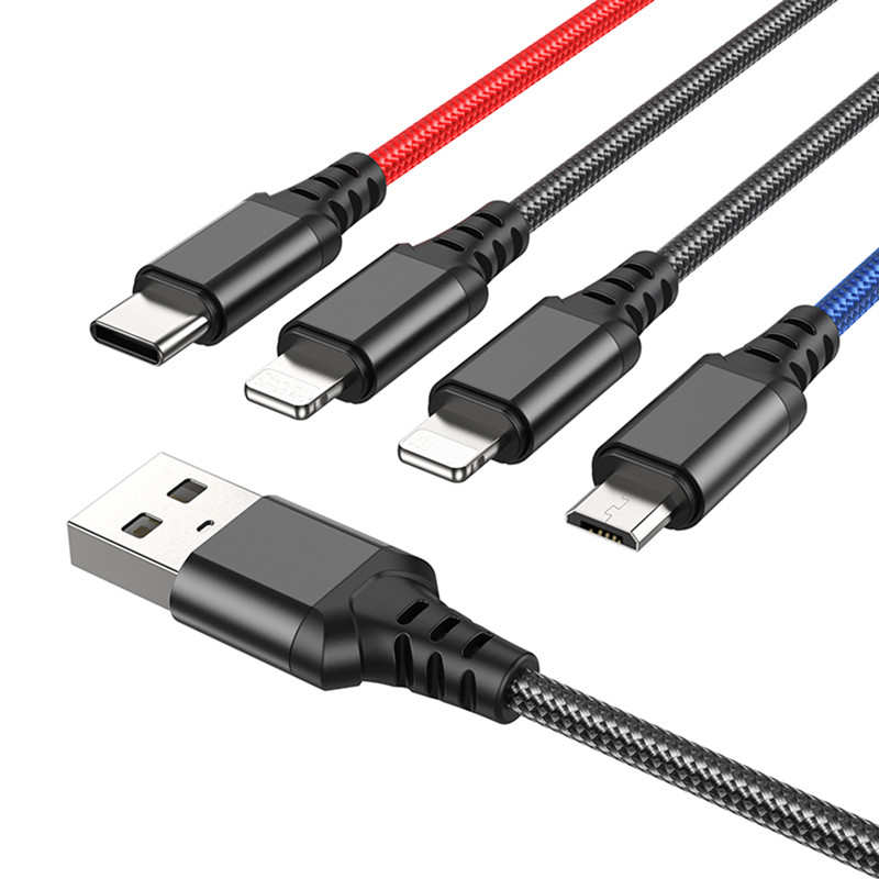 Καλώδιο USB HOCO 4 σε 1 για iPhone 13 12 11 Καλώδιο Android Micro USB Type C για Xiaomi Καλώδιο γρήγορης φόρτισης Samsung S22 S20 Huawei