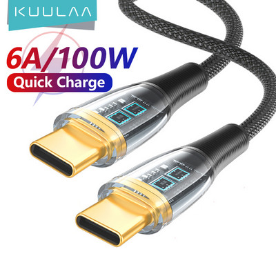 KUULAA 100W USB Type C σε USB C Καλώδιο USB-C PD 6A Καλώδιο ταχείας φόρτισης για Macbook Καλώδιο USBC Samsung Xiaomi Type-C
