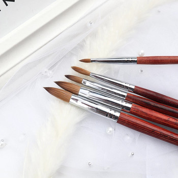 Εργαλεία νυχιών κόκκινη ξύλινη λαβή Kolinsky ακρυλική βούρτσα νυχιών για βούρτσα νυχιών ζωγραφικής με τζελ επέκτασης βούρτσες Μανικιούρ με στυλό νυχιών
