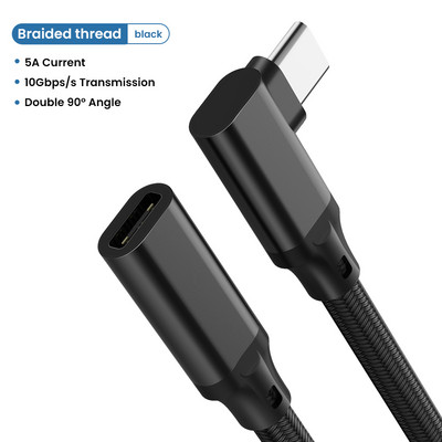 Καλώδιο επέκτασης HD 4K Type-C 100W PD 5A Κάμψη ορθής γωνίας 90 μοιρών 3,1C Τύπος C για φορητούς υπολογιστές Macbook SAMSUNG