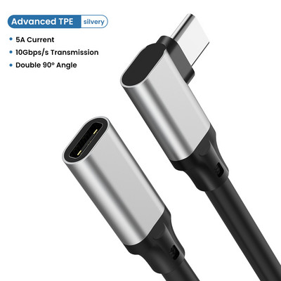 Καλώδιο επέκτασης HD 4K Type-C 100W PD 5A Κάμψη ορθής γωνίας 90 μοιρών 3,1C Τύπος C για φορητούς υπολογιστές Macbook SAMSUNG