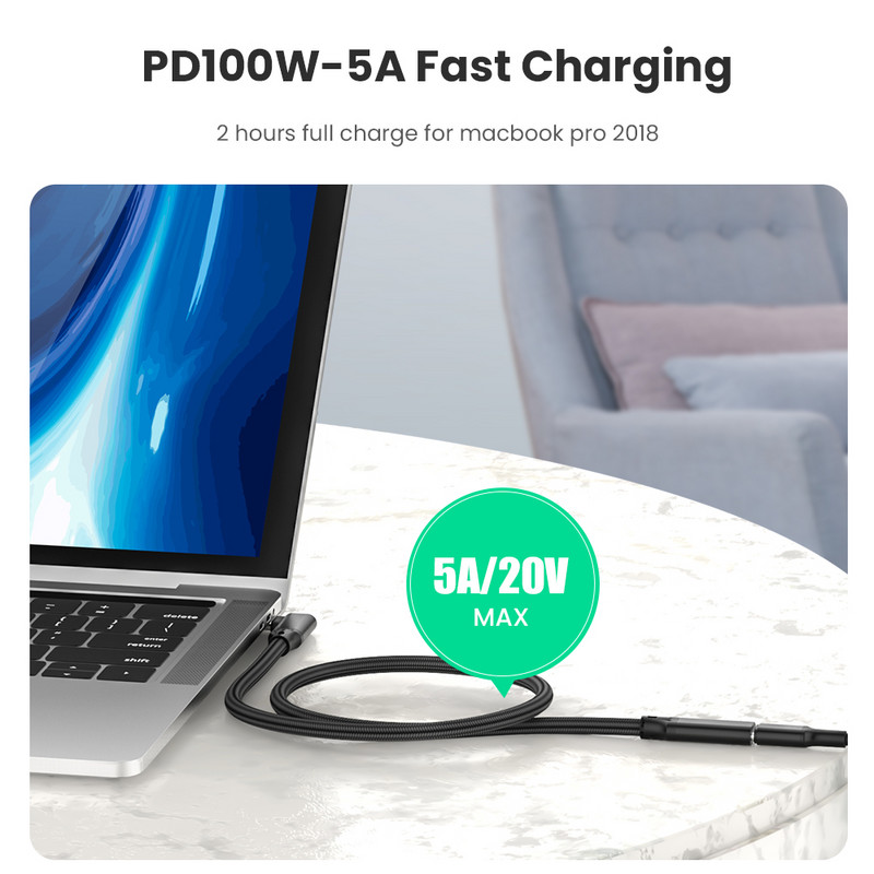 Καλώδιο επέκτασης HD 4K Type-C 100W PD 5A Κάμψη ορθής γωνίας 90 μοιρών 3,1C Τύπος C για φορητούς υπολογιστές Macbook SAMSUNG