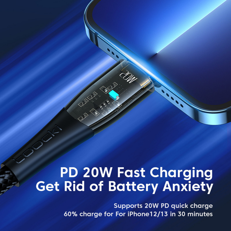 Toocki PD20W C típusú kábel iPhone 14 13 12 Pro Max Plus C típusú villámgyors töltőkábelhez iPad Mini Air adatkábelhez