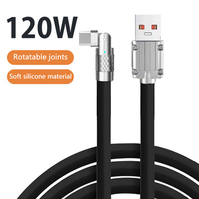 120 W 6A itin greito įkrovimo kabelis skysto silikono C tipo USB C laidas 1,2 m, skirtas Xiaomi Huawei Samsung USB Bold duomenų kabeliui