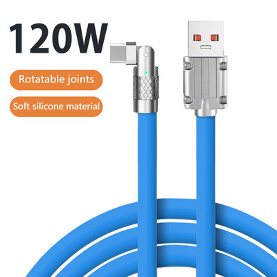 120 W 6A itin greito įkrovimo kabelis skysto silikono C tipo USB C laidas 1,2 m, skirtas Xiaomi Huawei Samsung USB Bold duomenų kabeliui
