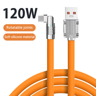 120 W 6A itin greito įkrovimo kabelis skysto silikono C tipo USB C laidas 1,2 m, skirtas Xiaomi Huawei Samsung USB Bold duomenų kabeliui