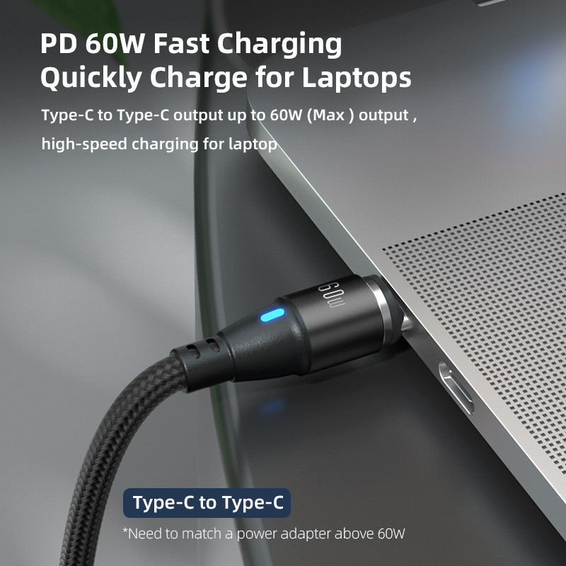 AUFU USB C σε USB Type C για Samsung PD 60W Μαγνητικό καλώδιο για MacBook iPad Pro Γρήγορη φόρτιση USB-C Καλώδιο δεδομένων Super Fast Charge