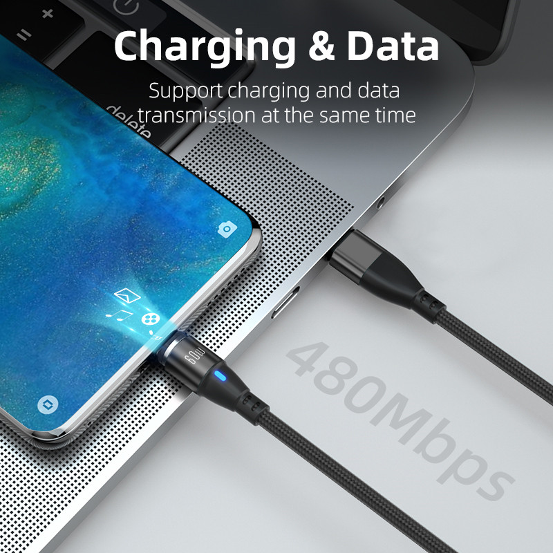 AUFU USB C σε USB Type C για Samsung PD 60W Μαγνητικό καλώδιο για MacBook iPad Pro Γρήγορη φόρτιση USB-C Καλώδιο δεδομένων Super Fast Charge