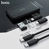 Hoco 6 în 1 Adaptor inteligent universal Cutie de depozitare Cablu micro USB Tip C Set de încărcare adaptor pentru iPhone Xiaomi Geanta de depozitare de călătorie