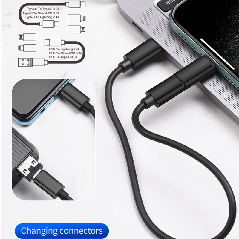 Hoco 6 în 1 Adaptor inteligent universal Cutie de depozitare Cablu micro USB Tip C Set de încărcare adaptor pentru iPhone Xiaomi Geanta de depozitare de călătorie