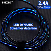 Protočni LED podatkovni USB punjač Tip C/Micro USB/8PIN kabel za punjenje za Samsung S10 S9 Automatsko isključivanje Pametna zaštita Svijetli kabel