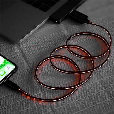 Protočni LED podatkovni USB punjač Tip C/Micro USB/8PIN kabel za punjenje za Samsung S10 S9 Automatsko isključivanje Pametna zaštita Svijetli kabel