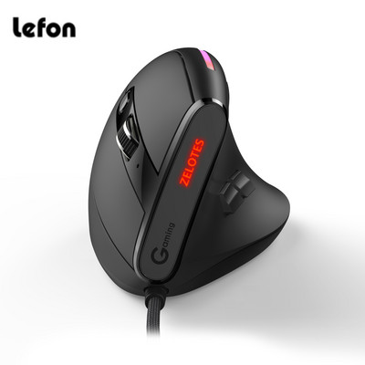 Lefon vezetékes függőleges játékegér RGB Ergonomikus 9 gombos programozható egér 12800 DPI optikai gamer egér laptop PC Gamer T50-hez