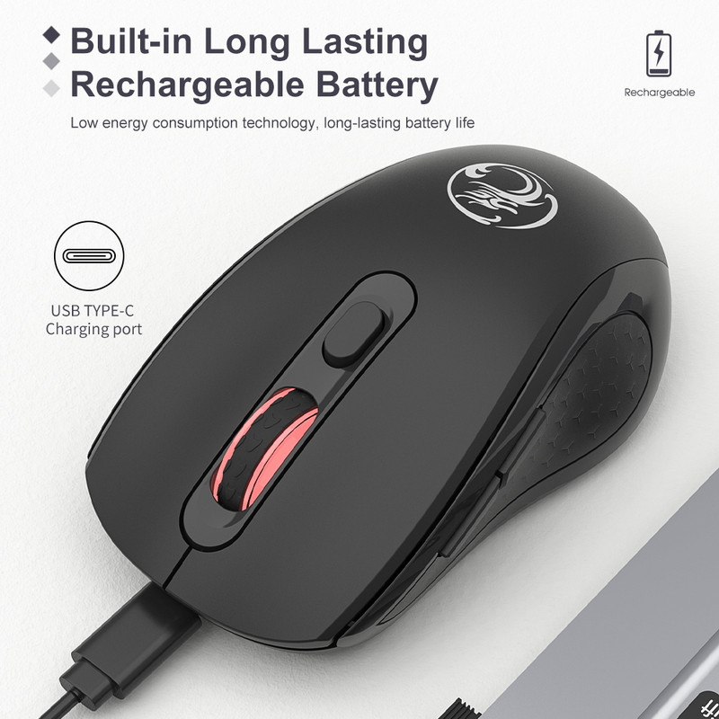 iMice Mute újratölthető vezeték nélküli egér csendes számítógép Mini 1600 DPI Ergonomikus Gaming Mause Optikai USB Laptop PC-hez