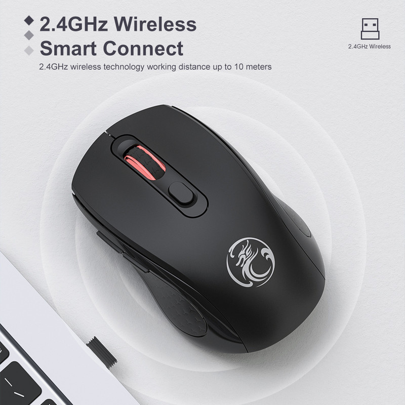 iMice Mute újratölthető vezeték nélküli egér csendes számítógép Mini 1600 DPI Ergonomikus Gaming Mause Optikai USB Laptop PC-hez
