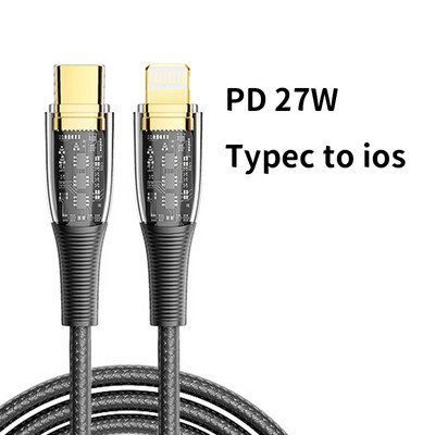 PD 100W skaitmeninio ekrano greito įkrovimo kabelis 5A USB C į USB C 20W Lightning laidas skirtas iPad MacBook Pro Air Samsung Galaxy iphone