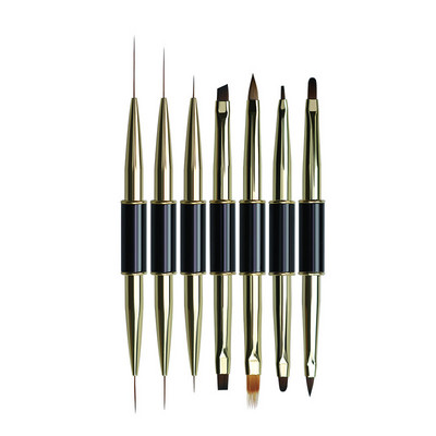 Dual End Nail Art Stripes Lines Liner DIY Festőecset Folyékony Púder Akril UV GEL Extension Builder Francia rajztoll