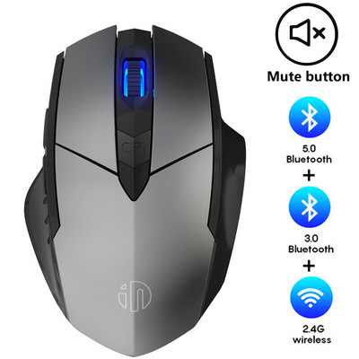 Bluetooth 2.4G USB Безшумна безжична мишка Акумулаторна зареждане Домашна игра Ергономична безшумна мишка за компютър, лаптоп PC