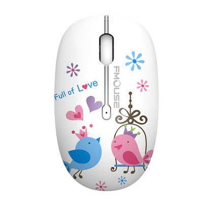 M101 Ergonomics Wireless Mouse 2.4G Cute Optical Cartoon Computer Silent Mouse with USB Receiver for Laptop Kid Girl Gift Macbook