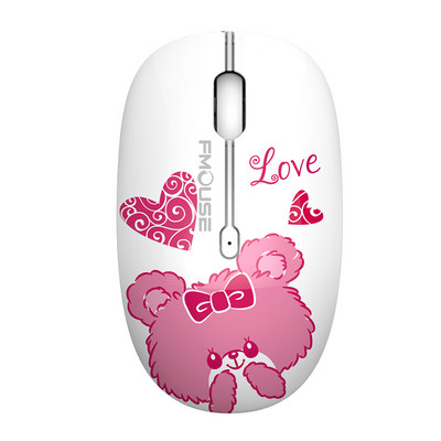 M101 Ergonomics Wireless Mouse 2.4G Cute Optical Cartoon Computer Silent Mouse with USB Receiver for Laptop Kid Girl Gift Macbook