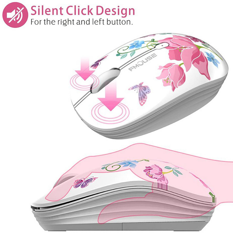 M101 Ergonomics Wireless Mouse 2.4G Cute Optical Cartoon Computer Silent Mouse with USB Receiver for Laptop Kid Girl Gift Macbook
