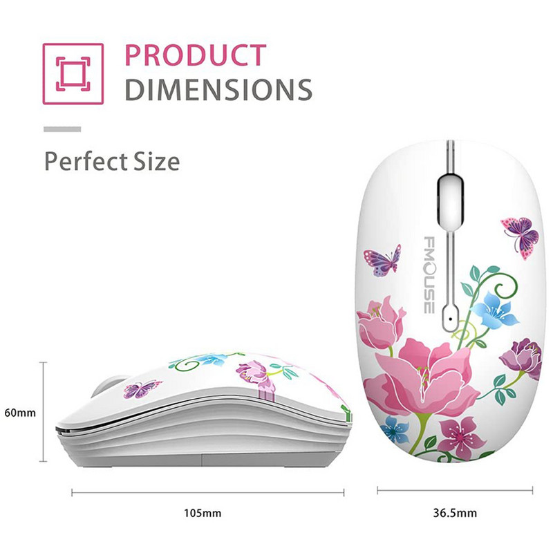 M101 Ergonomics Wireless Mouse 2.4G Cute Optical Cartoon Computer Silent Mouse with USB Receiver for Laptop Kid Girl Gift Macbook