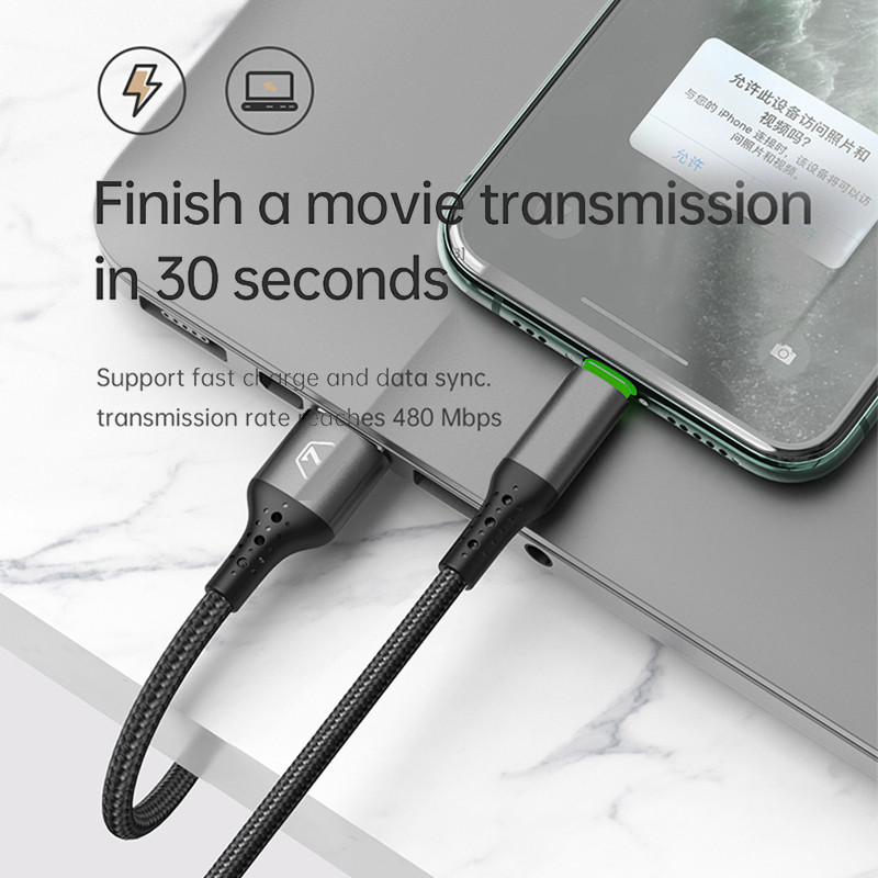 Mcdodo USB Smart Power Off kábel s rýchlym vypínaním pre iPhone 13 12 11 Pro Max XS XR 8 iPad iPod iOS telefón s automatickým odpojením nabíjačky dátový kábel