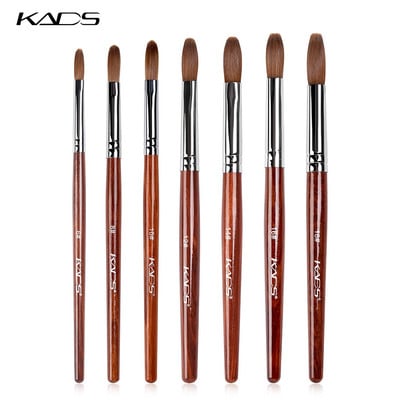 KADS Акрилна четка за нокти Crimped Kolinsky Sable UV Nail Art Gel Extension Brush Четка за маникюр Плоска кръгла четка за нокти от червено дърво