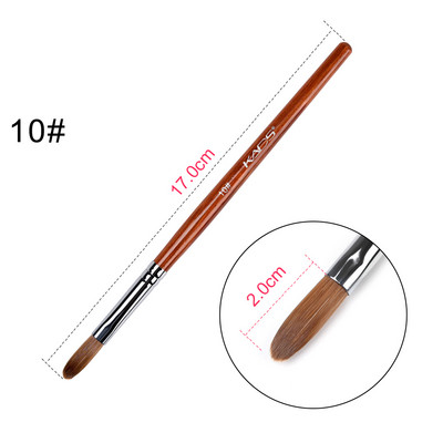 KADS akril körömkefe Crimped Kolinsky Sable UV Nail Art Gel hosszabbító ecset manikűr ecset lapos kerek piros fa körömkefe